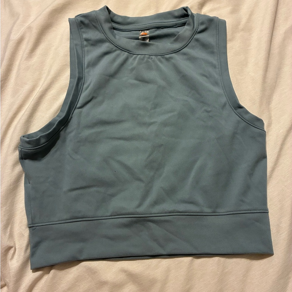 Mono B Sleeveless Gray Crop Top